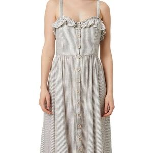 French Connection Stripe Ruffle Midi Tank Dress